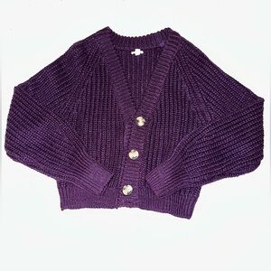 Garage Purple Knit Cropped Cardigan —XS